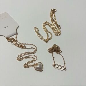 Elegant Gold Heart Necklace Set